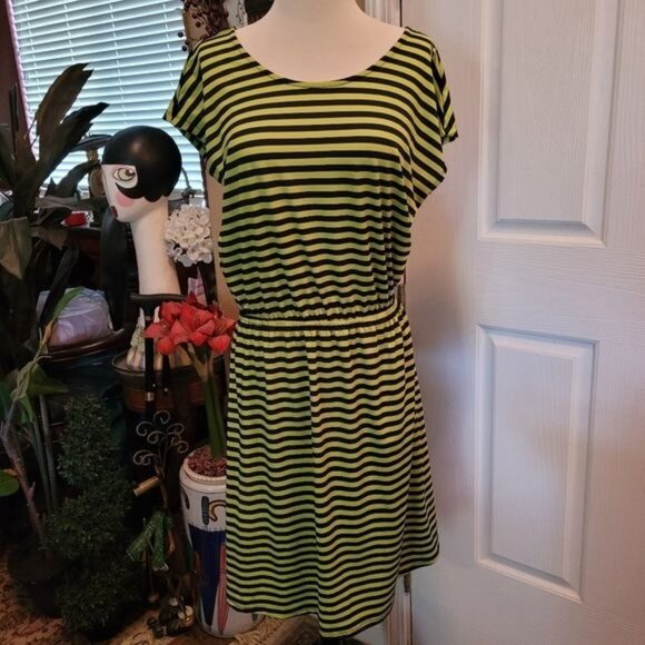 2 Bundle Ellen Tracy Dress Blue Green Black Medium Summer Cottagecore Summer - Picture 3 of 11